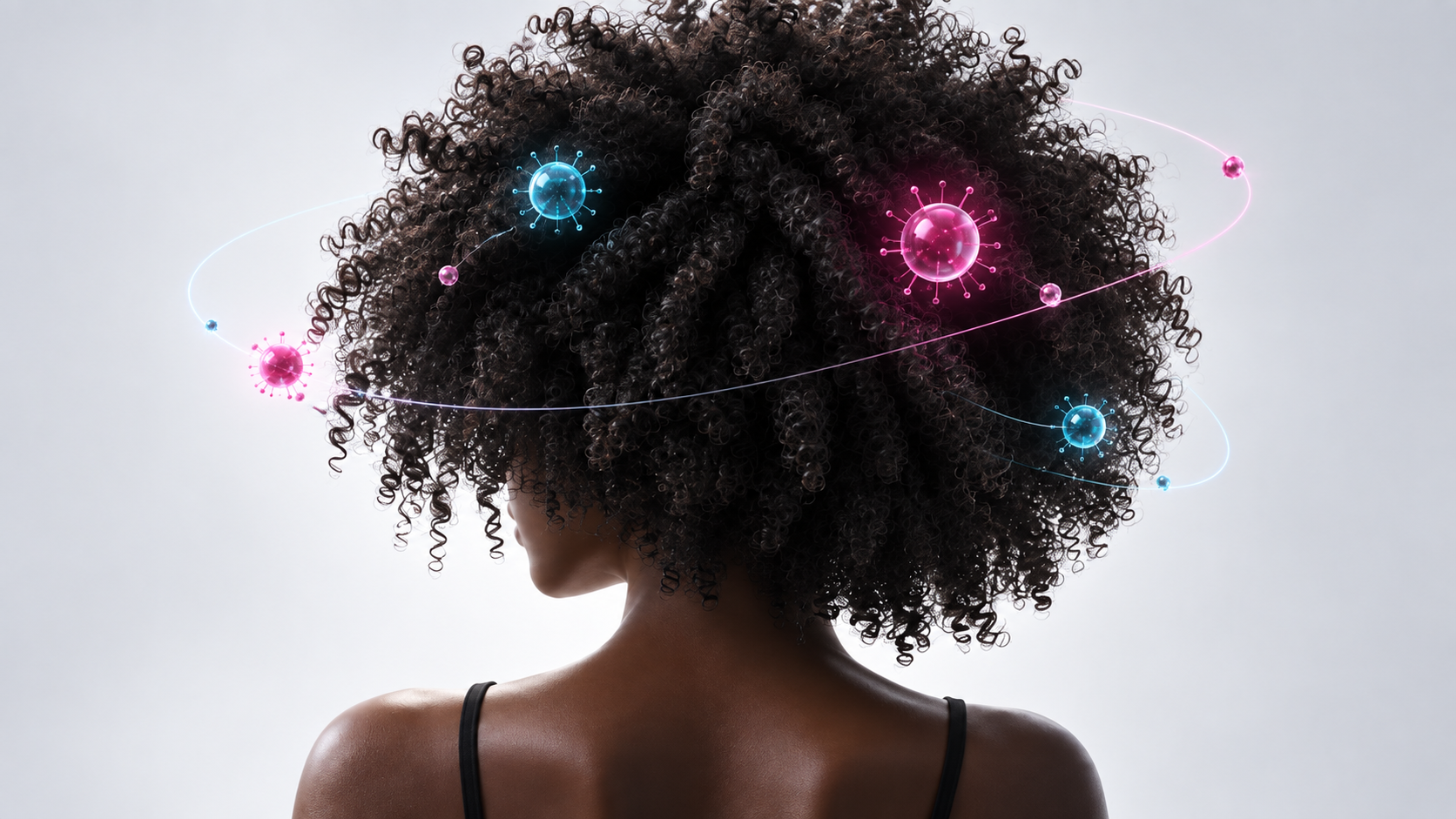 Natural hair surrounded by Hairdemic signal forms
